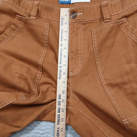 Old Navy Utility Straight Leg Carpenter Pants Women 12 Brown Sly Fox Canvas EUC - Picture 14 of 15